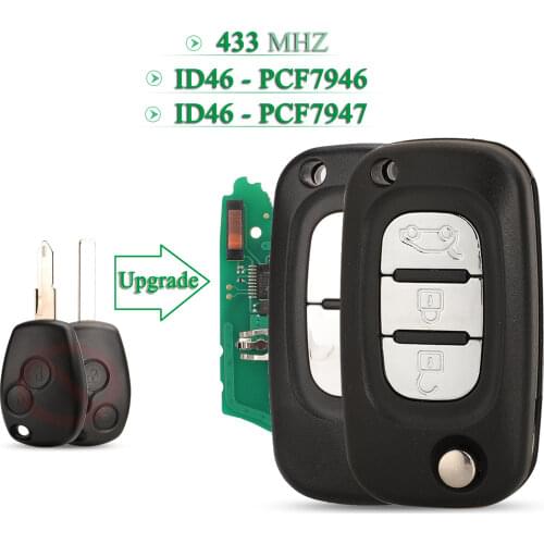 Bilchave 2Buttons 433MHz For Renault Clio III Master Modus Twingo Fob ID46 PCF7946 Chip Folding Remote Car Key With VA2 Blade