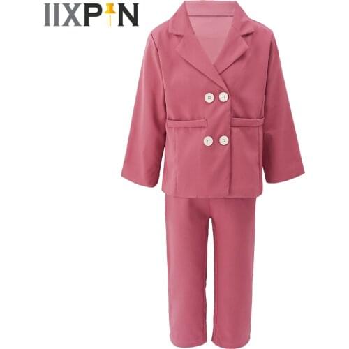Fashion Childrens' Formal Clothes Sets Kids Spring Autumn Party Outfits Long Sleeve Coat Blazer + Pants 2pcs Girl Boys' Suits