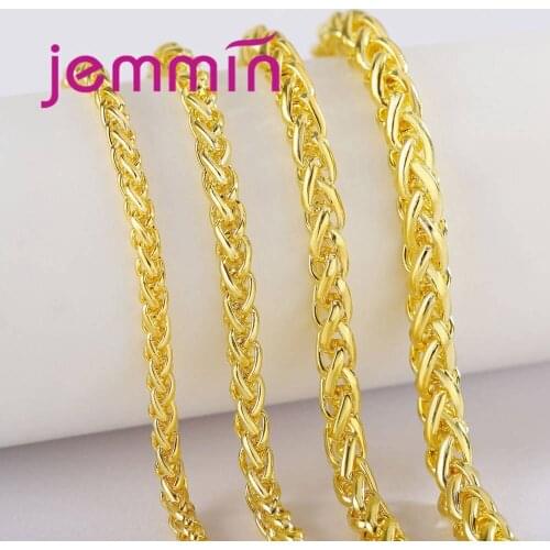 Fashion Jewelry Lobster Claps Necklace Joyas Women & Men 925 Sterling Silver Choker Gold Color 50 CM Length Chain Necklaces