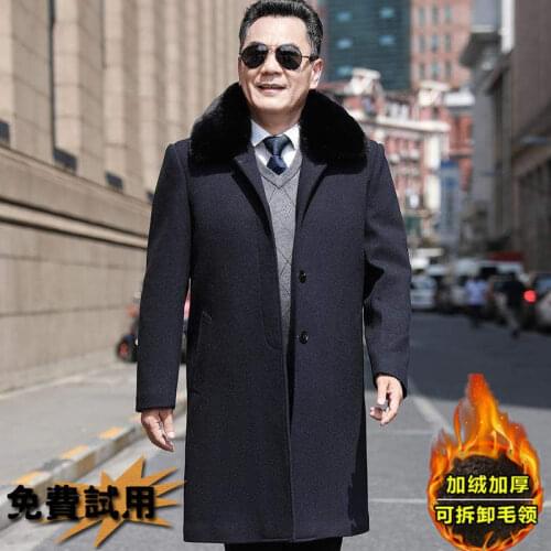 Men Fashion Jackets Men Fits Coats Business Mens Long Winter Windproof Outwears Plus Size Middle-aged and Elderly Dad Costume