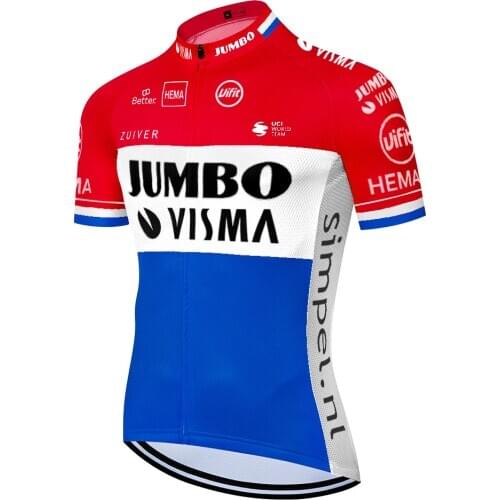 2021 TEAM JUMBO VISMA tenue velo pro homme men short sleeve cycling jersey summer quick dry wielren shirt heren