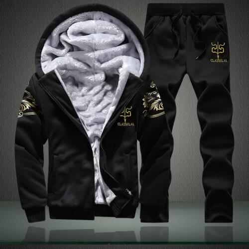 2021 Winter Mens Hoodies+Pants Two Piece Sets Hooded Sweatshirts Fashion Slim Fit Sweatpants Male Sportswear Male Letter Print
