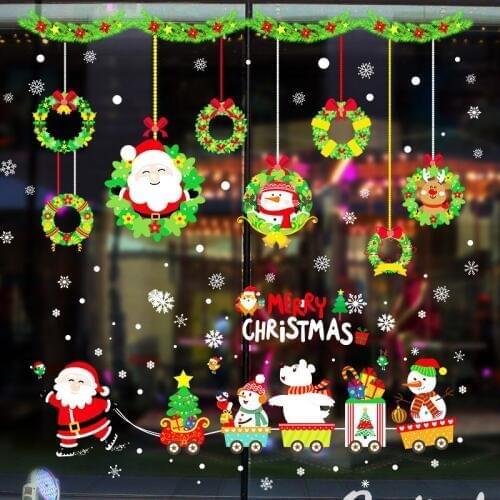 DIY Merry Christmas Wall Stickers Window Glass Festival Decals Santa Murals New Year Christmas Decorations for Home Decor New