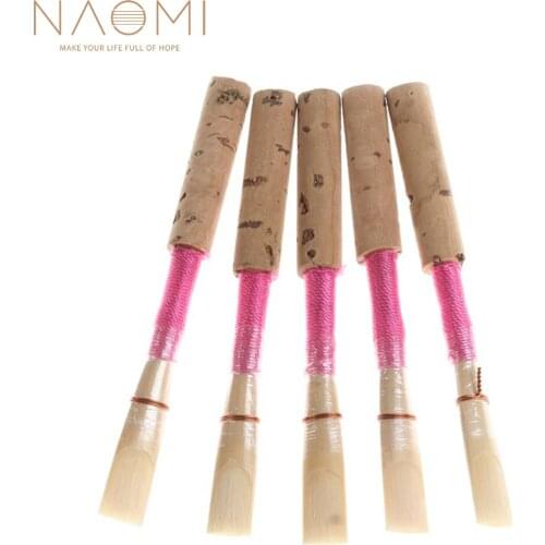 NAOMI 5PCS Bulrush Oboe Reed Soft Mouthpiece Orchestral Medium Windwood Instrument Part Accessories With CKeys