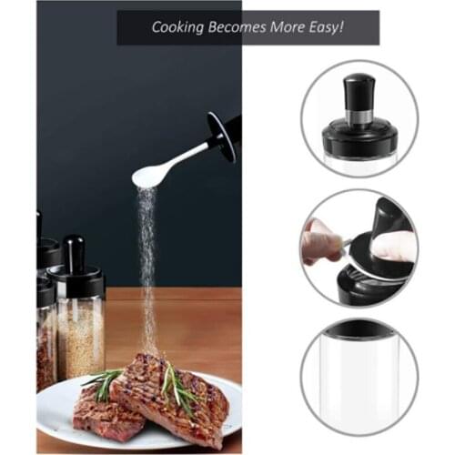 Newly Seasoning Jar Glass Spoon and Lid Combination kitchen Spice Storage Bottle