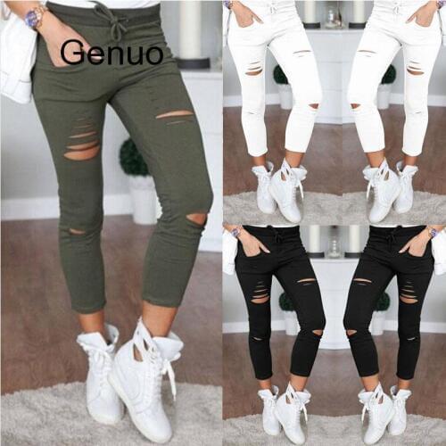 New Ripped Jeans For Women Women Big Size Ripped Trousers Stretch Pencil Pants Leggings Women Jeans
