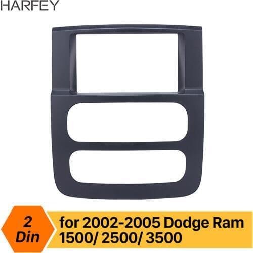 Harfey 2Din Black Car Radio Frame Install Dash Bezel Trim Kit Fascia For 2002 2003 2004 2005 Dodge Ram 1500 2500 3500 Mount Kit