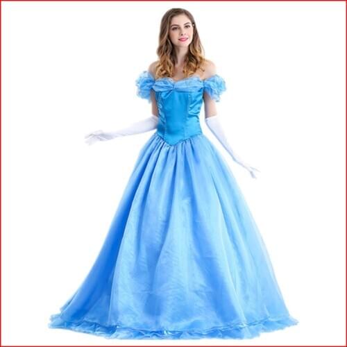 VASHEJIANG Deluxe Adult Cinderella Costume Women Fancy Dress Ball Gown Halloween Princess Costume Role Play Carnival Sexy Party