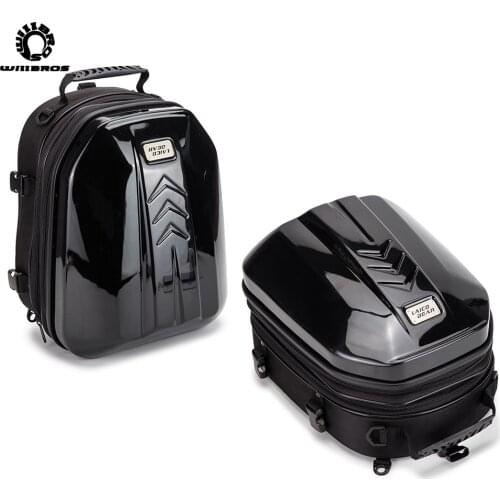 Motorcycle Tail Bag Waterproof Carbon Hard Shell Riding Motocross Rear Seat Bag Dual Sport Helmet Bag Luggage
