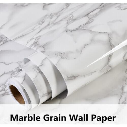 SUNICE 1.22X30M PVC Waterproof Adhesive Marble Vinyl PVC Wallpaper Wall Sticker Bathroom Bedroom Kitchen