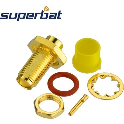 Superbat 10pcs SMA Solder Jack Bulkhead with O-ring For Semi-rigid Cable .141'' , RG402