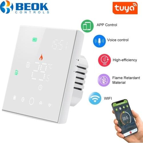 Beok Wifi Thermostat For Gas Boiler Heating Smart Tuya Room Temperature Controller 220V LED Screen Works With Alexa Google Home