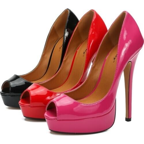 Peep Toe Drag Queen Trans Queer Crossdresser Mens Platform Stiletto Red Patent Leather Pumps Plus Size EUR 40-48 Women Shoes