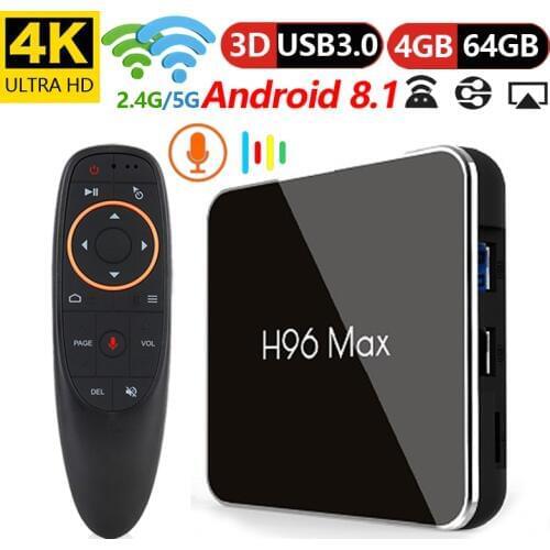 Android 8.1 TV Box H96 Max X2 4 gb/64 gb S905X2 Q-Core 2.4g/5.8g WiFi 100m LAN VP9 H.265 HDR10 4 k USB 3.0 Smart Media Player