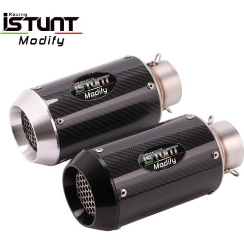 ISTUNT 60mm Universal Motorcycle Exhaust Carbon Fiber Escape Modified Muffler for s1000rr k11 cbr1000rr gsx750r z900 r6 zx10r