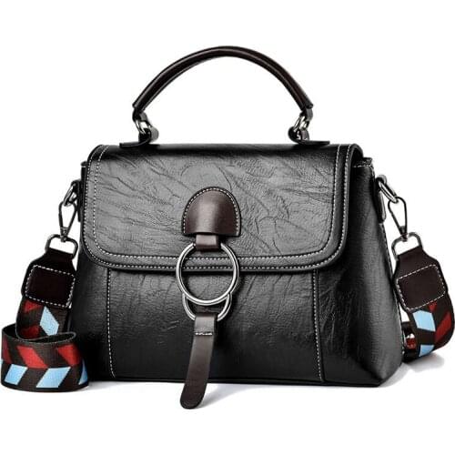 Vintage Fashion Wide Strap Women Shoulder Crossbody Bag 2021 NEW PU Leather Tote Womens Handbags Purses free shipping