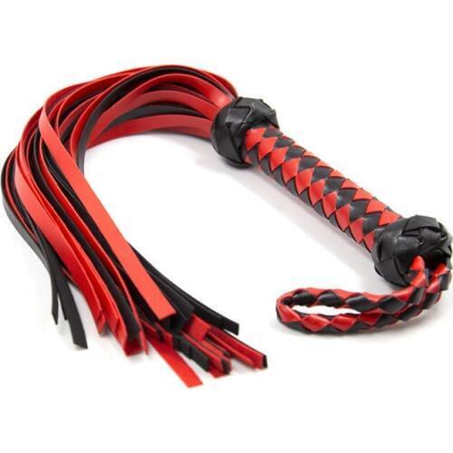 Adult Games spanking suede leather flogger with Abundant tails,fun sexy leather whip sex toys red&black handmade flirt whip