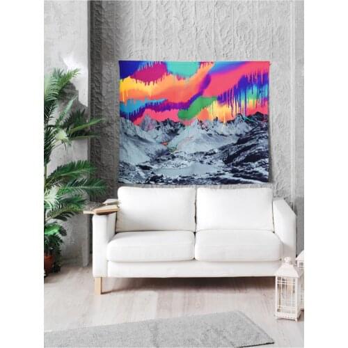 Lucid Mountain Tapestry Wall Hanging Psychedelic Runes Art Tapestries for Living Room Decor Gossip Tapestries Hippie