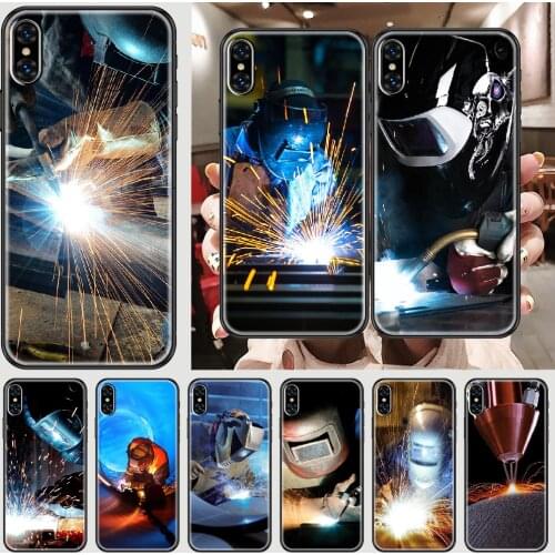 Solderin Welder Welding Worker Phone Case Cover Hull For iphone 5 5s se 2 6 6s 7 8 12 mini plus X XS XR 11 PRO MAX black pretty