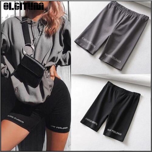 2020 New Fashion High Waist Letter Print Knee Length Women Pants Sexy Riding Cotton Casual Sports Women Fitness Pants