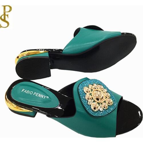 African style womens shoes slippers with metal trim and rhinestones for ladies