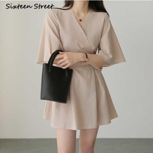 Dresses for Women Retro V-neck Cotton Linen Summer A-line Dress Y2k Aesthetic Vestido De Mujer Korean Fashion Clothing New 2021