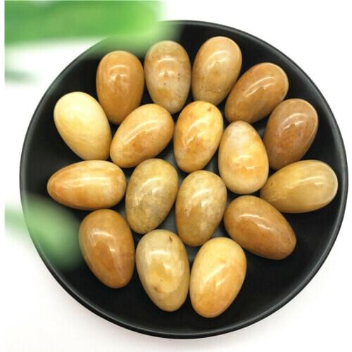 1pc Natural Yellow Jade Crystal Egg Shaped Massage Healing Stones Specimen Decor Natural Stones and Minerals