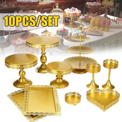 15/10/8/5Pcs Gold Metal Cupcake Cake Holder Dessert Stand Set Wedding Event Party Display Tower Plate Dessert Table Decoration
