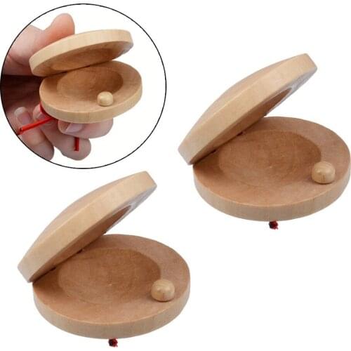 2pcs Spanish Flamenco Wooden Castanets Percussion Rhythm Musical Instrument Wood Castanets Percussion For Kids Children Toys