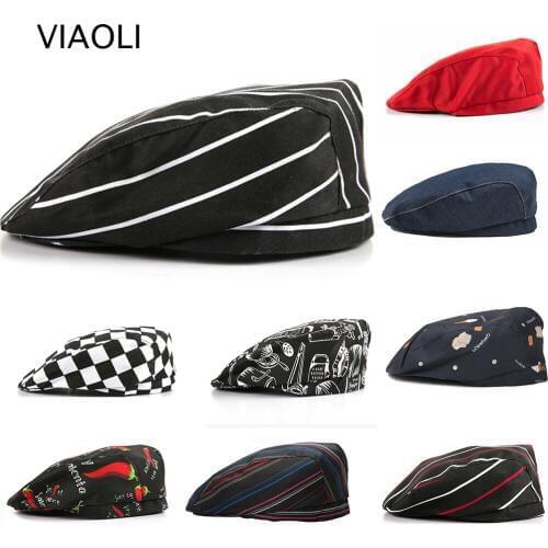 2019 High quality chef Hat hotel uniform chef uniform restaurant Hat cook uniform chef working wear Hat accessories stripe hat