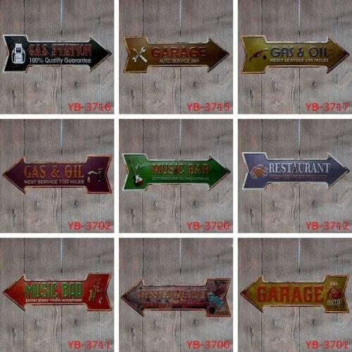 45X16CM/antique retro metal tin sign direction arrow bar gas oil garage restaurant Iron painting poster craft vintage home decor