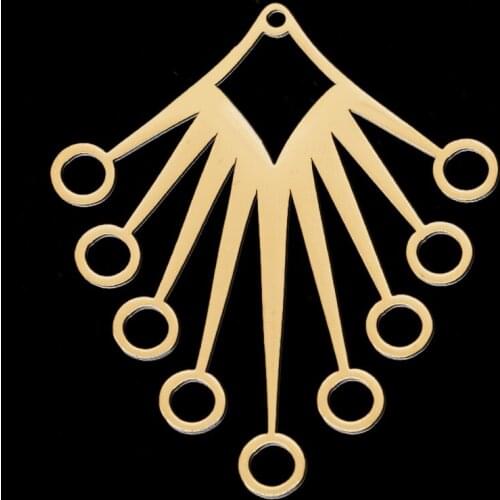 5pcs/lot 100% Stainless Steel 40mm Fan-shaped DIY Earring Pendant Charm Wholesale Finding Supplies Factory Prices