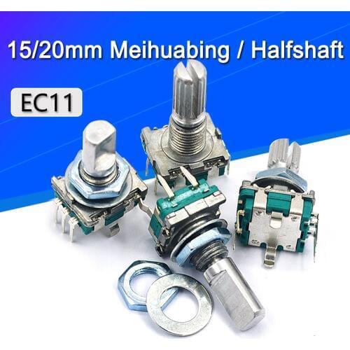 5PCS/LOT 20 Position 360 Degree Rotary Encoder EC11 w Push Button 5Pin Handle Long 15/20MM With A Built In Push Button Switch
