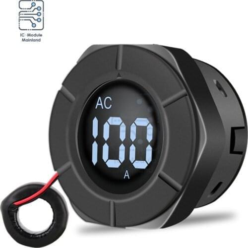 AC 30-500V PZEM-024A Round LCD Digital Ammeter 100A Current Meter Indicator with Coil CT for Motorcycle Automobiles Ampermeter