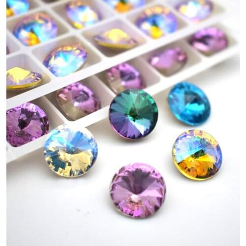 Colorful Loose Rhinestones Round Shape Pointback DIY Garment Glue On Crystal Glass Strass 12mm