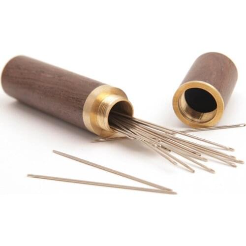 Sandalwood Needle Tube Needle Holder DIY Leather Sewing Accessories Storage Organizer Hand Sewing Patchwork Needlework Tools