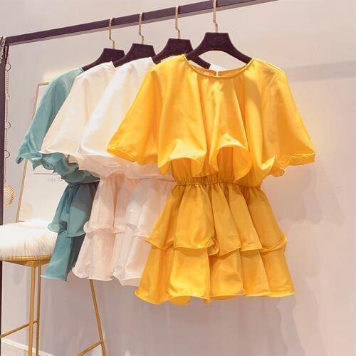 Cheap and Trendy Summer Ruffles Shoulder Cape Style O-neck Chiffon Blouse Women Fashion Chiffon Top
