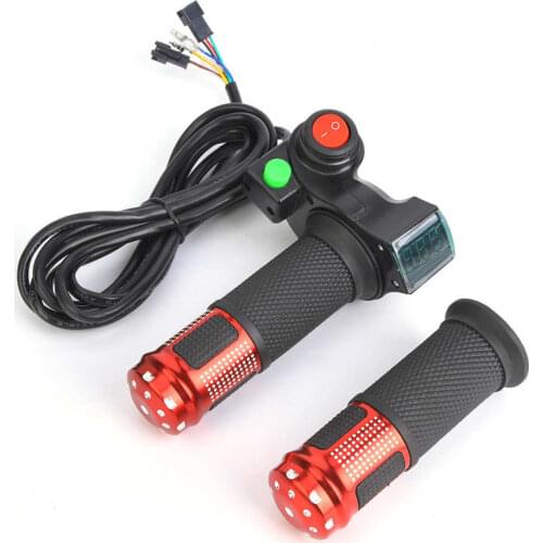 1 Pair E-Bike Thumb Throttle Display Universal LED Voltage Display Twist Throttle for 12-99V Ebike Scooter