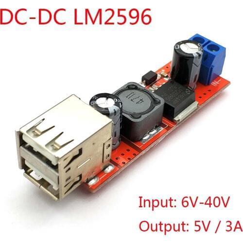 Dual USB Output DC-DC 9V/12V/24V/36V to 5V 3A Step Down Power Module Converter 6V-40V 150KHZ Electric Modules Board