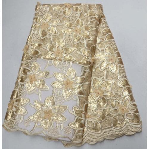 French 3D applique Lace Fabric African High Quality Sequins Tulle Lace Fabric For Wedding Dress french tulle lace fabrics XDR01