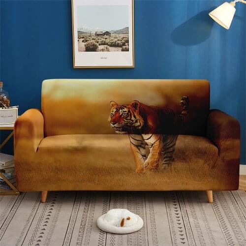Custom Home Decor 3D Print Jungle Wild Animal Elastic Couch Sofa Cover Living Room Bedroom Monkey Tiger Sofa Set 1/2/3/4-seater