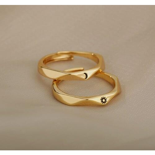 2pc The Sun And Moon Rings For Women Men Lover Couple Ring Engagement Wedding Matching Ring Set Vintage Jewelry Gift Bague