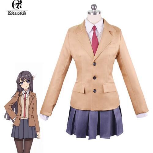 ROLECOS Seishun Buta Yarou wa Bunny Girl Senpai no Yume wo Minai Cosplay Costume Mai Sakurajima Cosplay Costume School Uniform