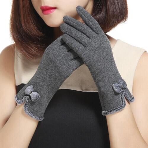 Fashion Lovely Bowknot Women Touch Screen Winter Warm Outdoor Sport Gloves Gift