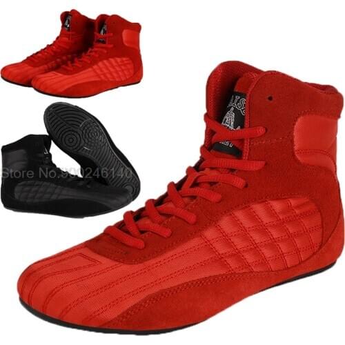 Men Professional Boxing Wrestling Shoea Anti-Slip Fighting Weightlifting Shoes Male Genuine Leather Training Fighting Boots