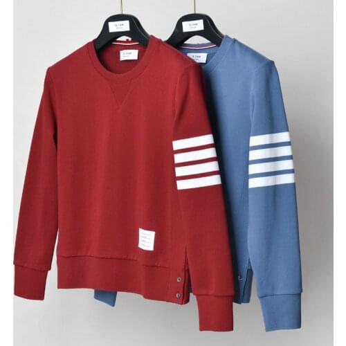 2021 Fashion TB THOM Brand Spring Autumn Casual Clothing Cotton Jacket Men Women Sweatshirts O-Neck Male Striped Sportswear Coat