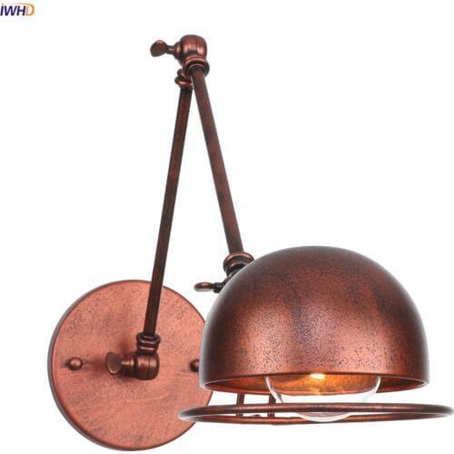 IWHD Loft Style Industrial Vintage Wall Lamp Home Lighting Edison Swing Long Arm Wall Light LED Sconce Applique Murale luminaire