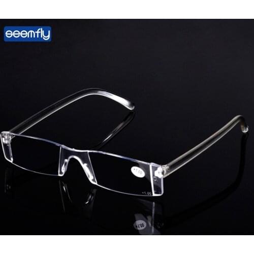 Seemfly One Frameless Reading Glasses Men Women Ultralight Resin Magnifying Eyewear Portable Gift For Parents Presbyopic Glasses