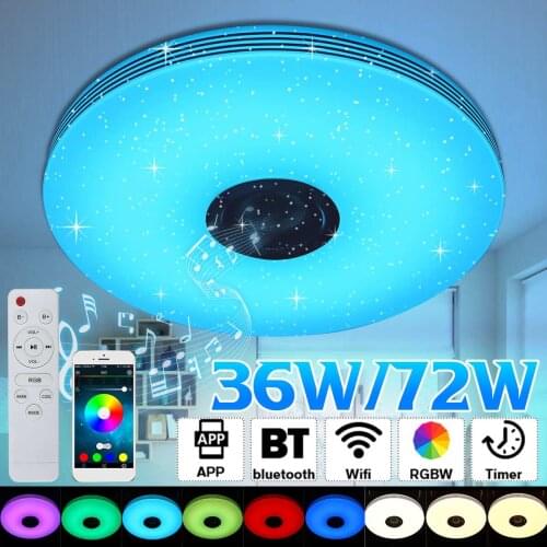 36W 72W RGB Dimmable Music Ceiling Lamp Remote&APP Control Ceiling Light AC 110V-220V Home bluetooth Speaker Lighting Fixture