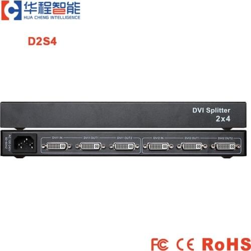 2x4 1080P HD DVI To DVI Splitter 4 Port 2 In 4 Out D2S4 For Multimedia Display